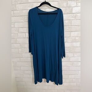 Garnet Hill Knit Trapeze Dress Blue size M #1908